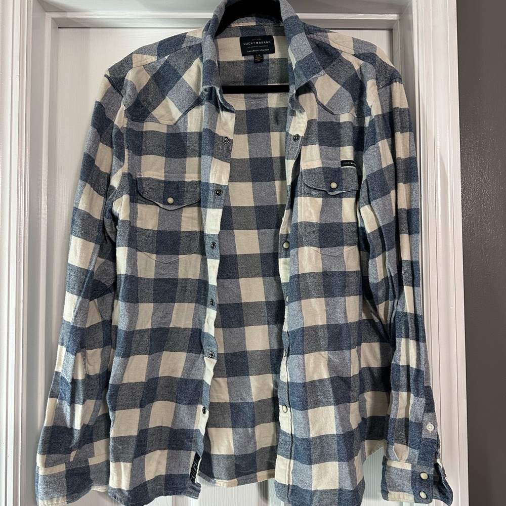 Lucky Brand Blue and Cream Checkered Shirt